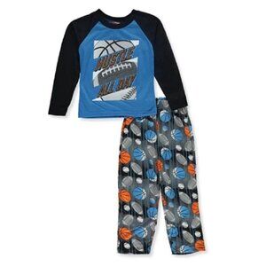 2 Pcs Boys Long Sleeve Pajamas Set, Hustle All Day Print - Size 4